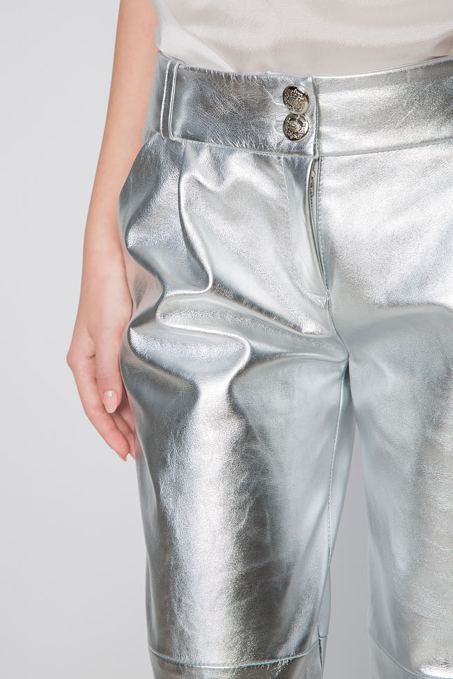 Metallic leather straight-leg pants OMRA image 3