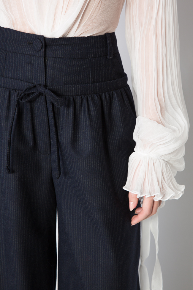 Pinstriped wool-blend wide-leg pants OMRA image 3