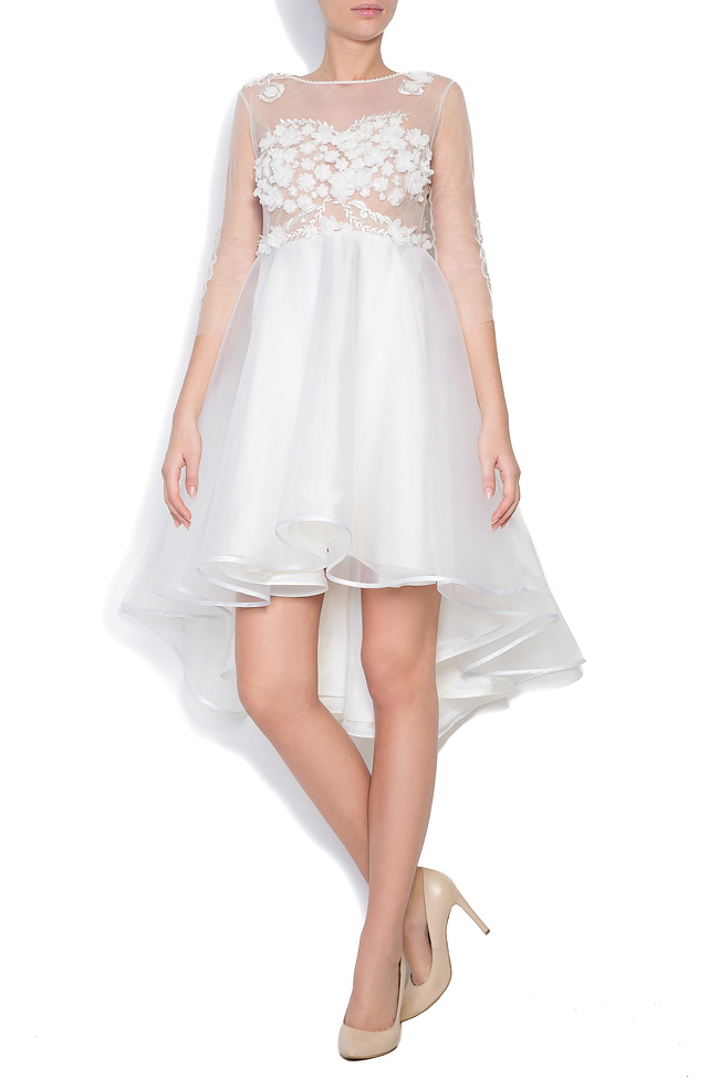 Embroidered Chantily lace tulle mini dress Alexievici Couture image 0