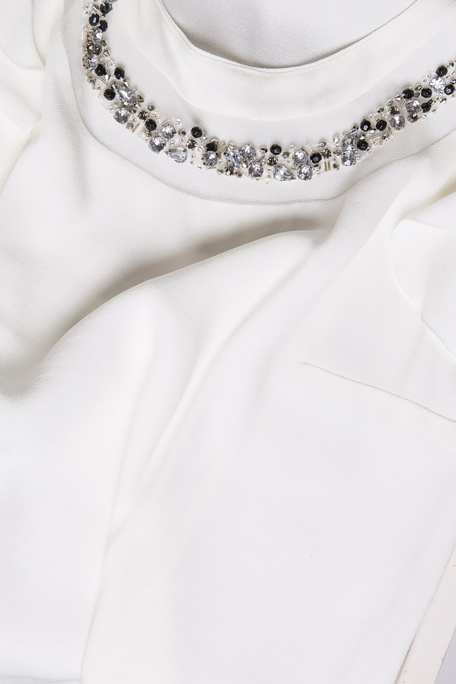Bluza din crep cu aplicatii din cristale brodate manual Lena Criveanu imagine 4