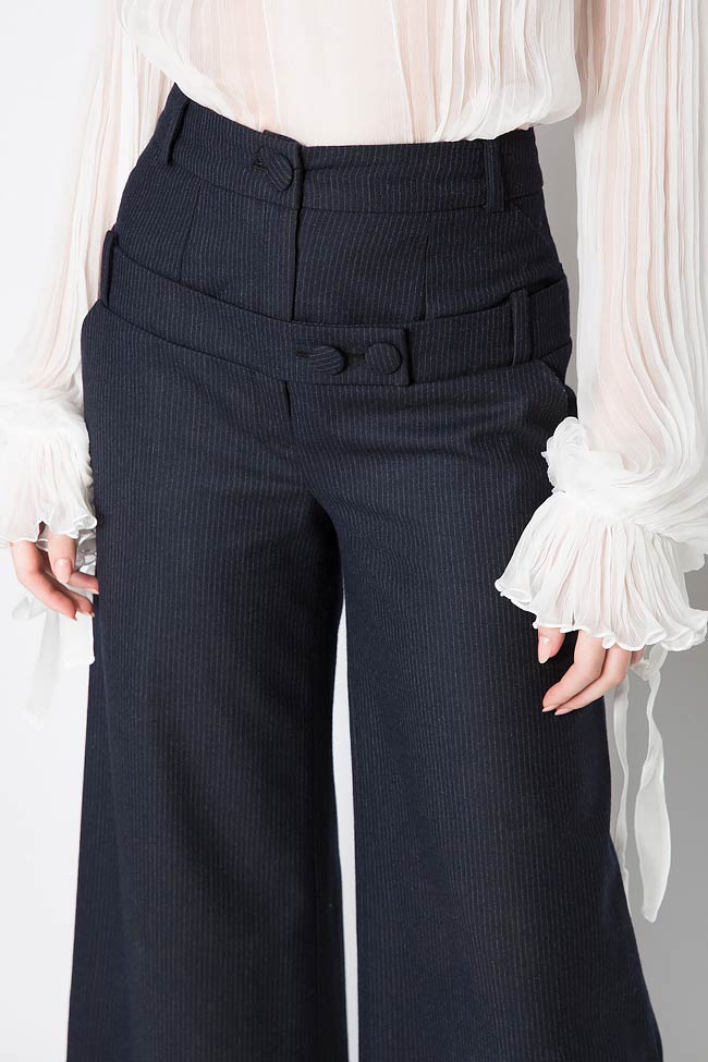 Pinstriped wool-blend wide-leg pants OMRA image 3