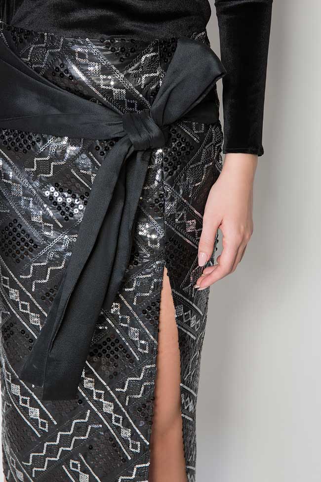 Embellished faux-leather skirt Simona Semen image 3