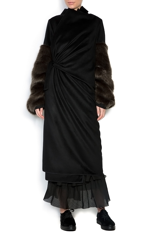 Queen faux-fur-trimmed wool-blend coat Studio Cabal image 0