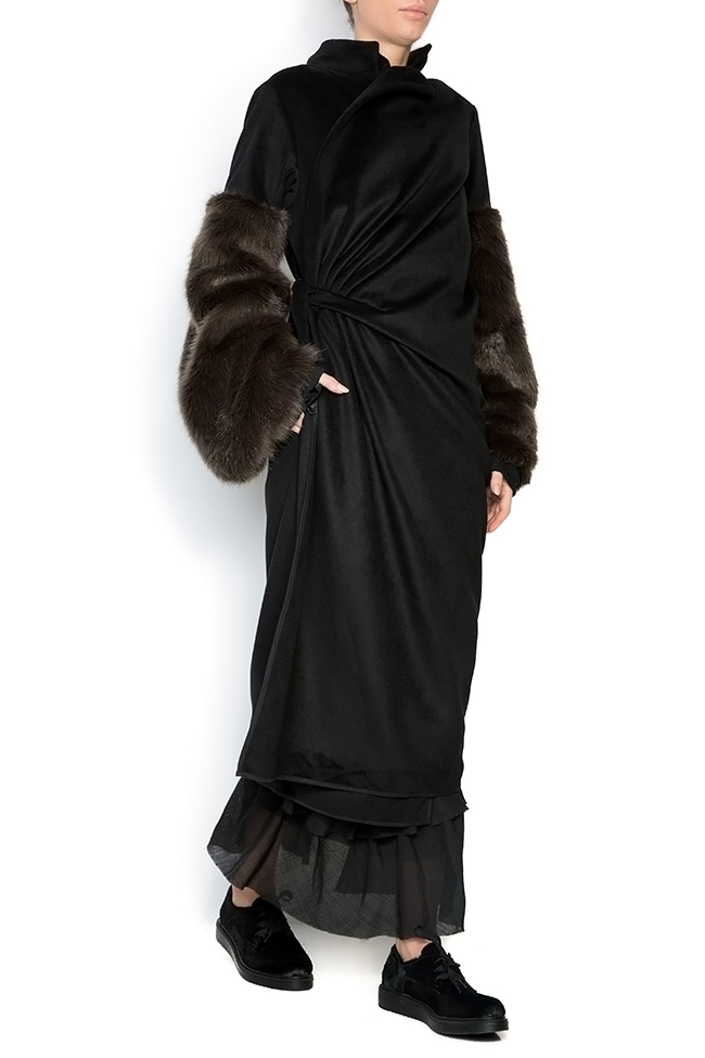 Queen faux-fur-trimmed wool-blend coat Studio Cabal image 1