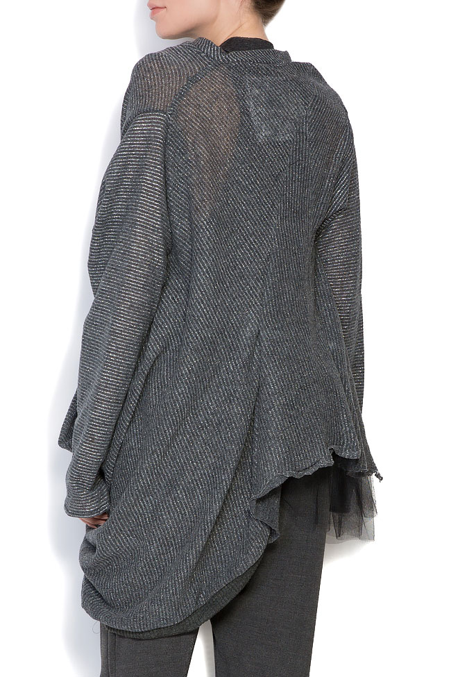 Bluza asimetrica din amestec de lana cu fir metalic Sparkling Studio Cabal imagine 2