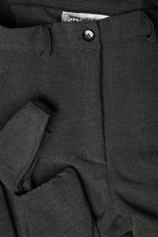 Pantaloni din amestec de lana si bumbac Studio Cabal imagine 4