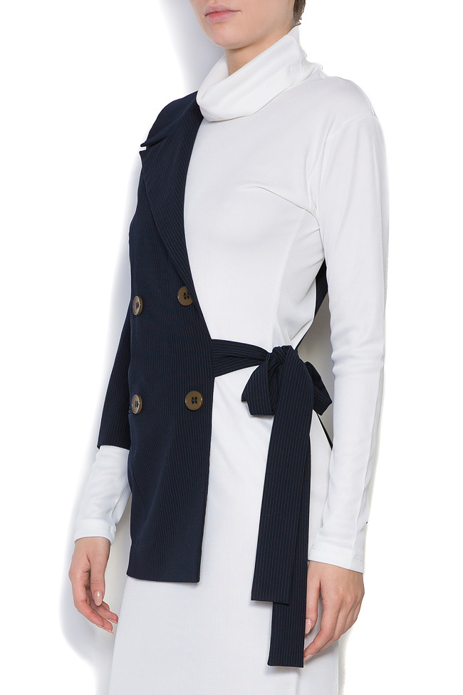 Asymmetric pinstriped cotton-blend blazer Bluzat image 1