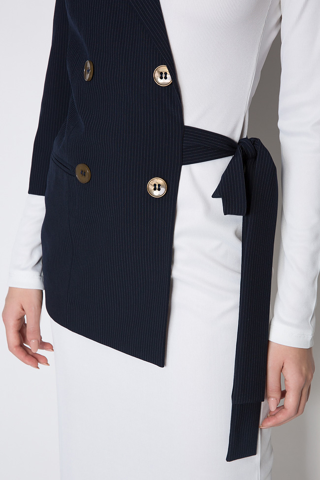 Asymmetric pinstriped cotton-blend blazer Bluzat image 3