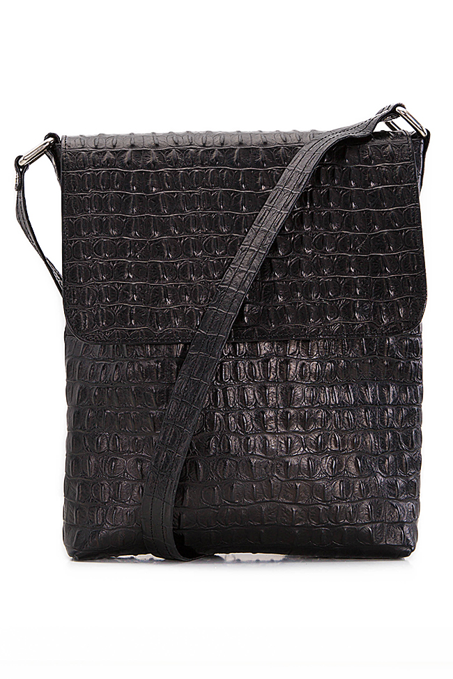Croc-effect leather shoulder bag Laura Olaru image 0