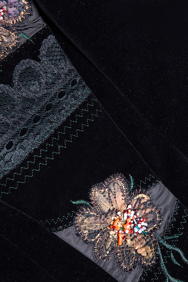 Strapless embroidered velvet top Oana Manolescu image 4
