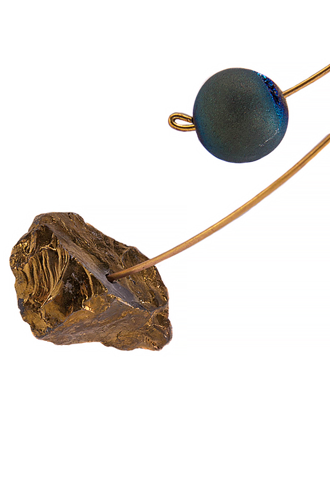 Collier en laiton plaqué or avec des roches volcaniques Bon Bijou image 2