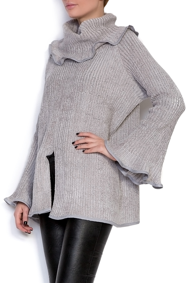 Ruffle-trimmed velvet sweater Constantine Renakossy image 1