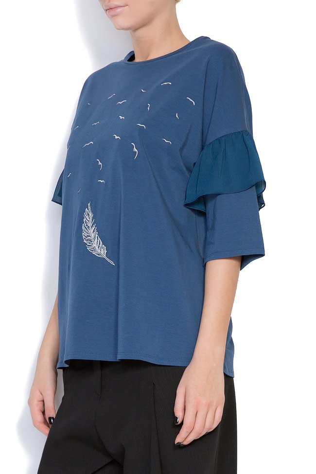 Embroidered cotton frilled  top Ronen Haliva image 1