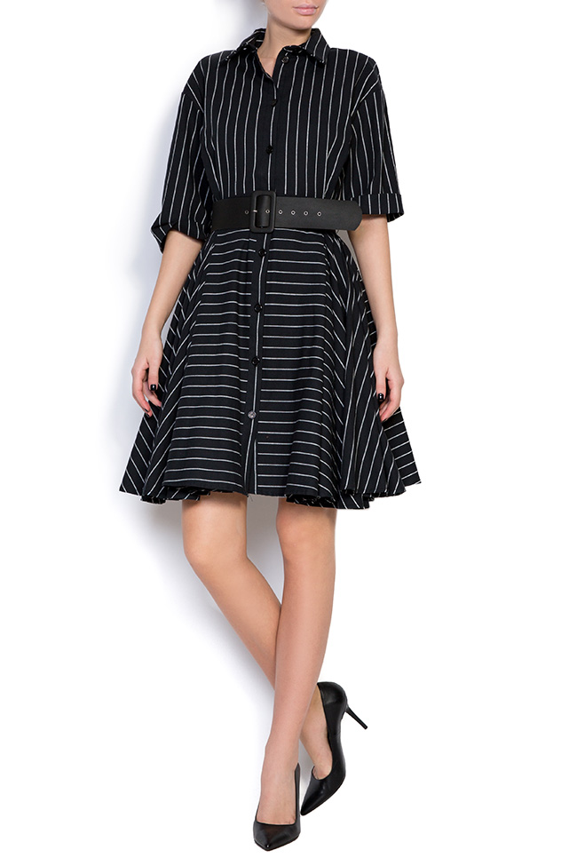 Striped cotton belted mini dress Lure image 0