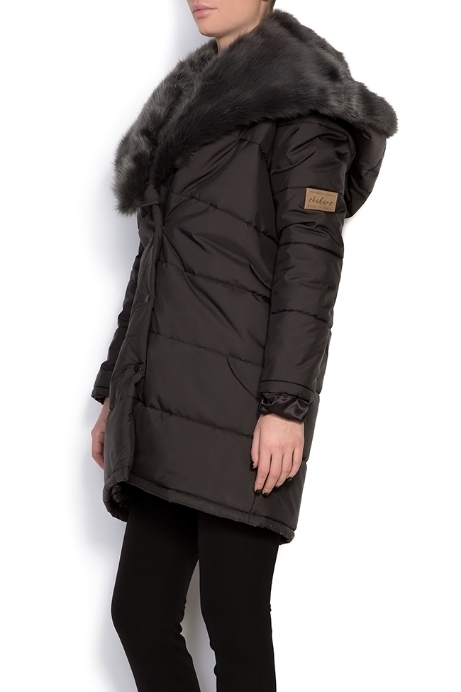 Hooded faux fur-trimmed quilted shell jacket Shakara image 2