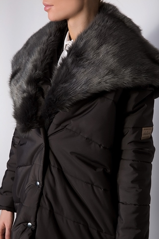 Hooded faux fur-trimmed quilted shell jacket Shakara image 4