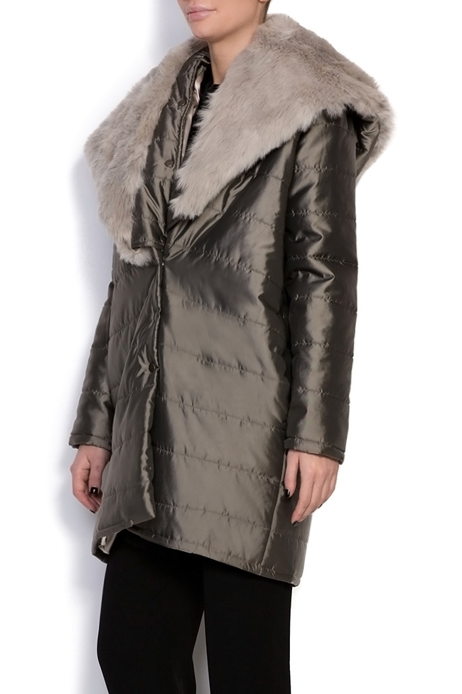 Hooded faux fur-trimmed quilted shell jacket Shakara image 2