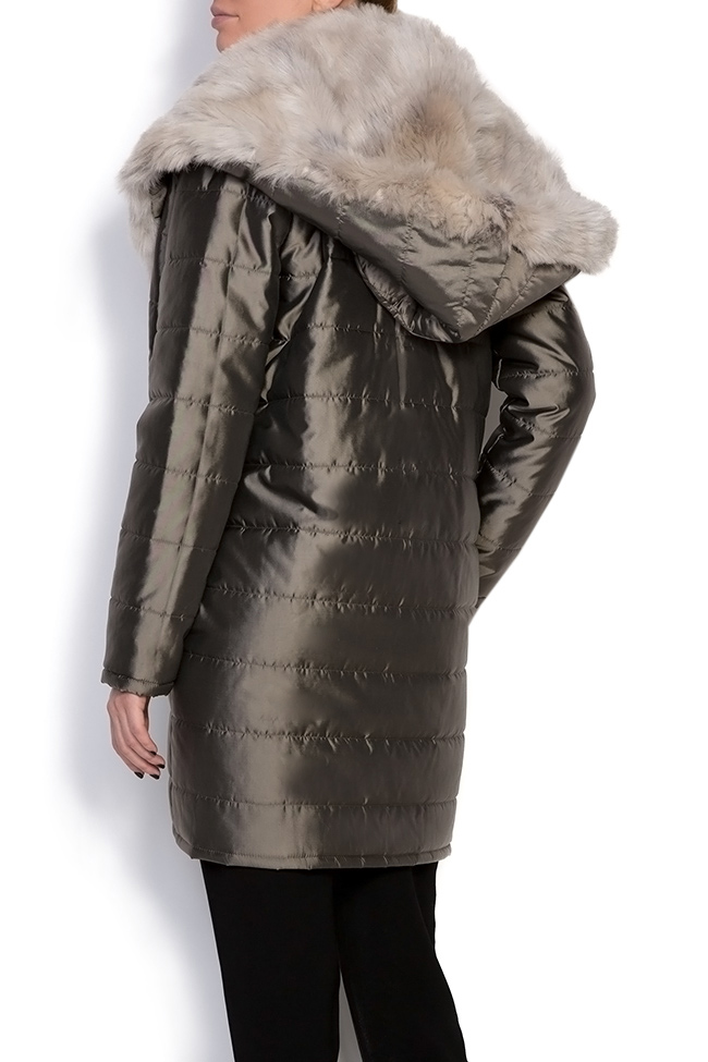 Hooded faux fur-trimmed quilted shell jacket Shakara image 3