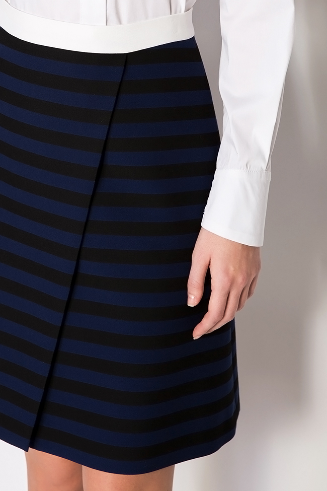 Wrap-effect striped cotton-blend midi skirt Claudia Castrase image 3