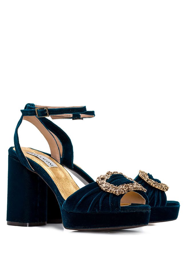 Embellished velvet platform sandals Ana Kaloni image 1