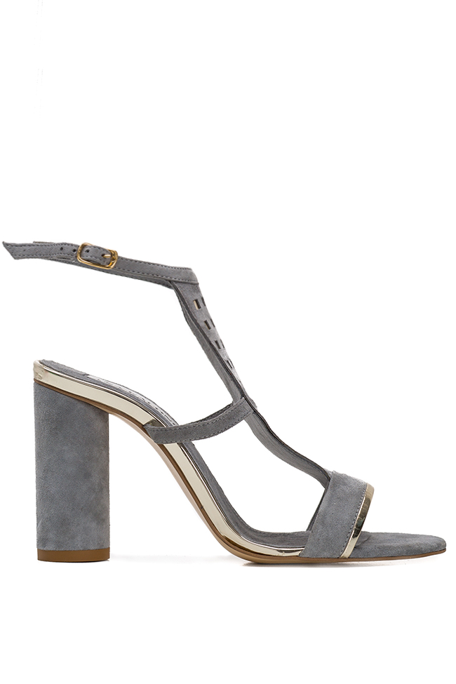 Metallic leather-trimmed suede sandals Ana Kaloni image 0