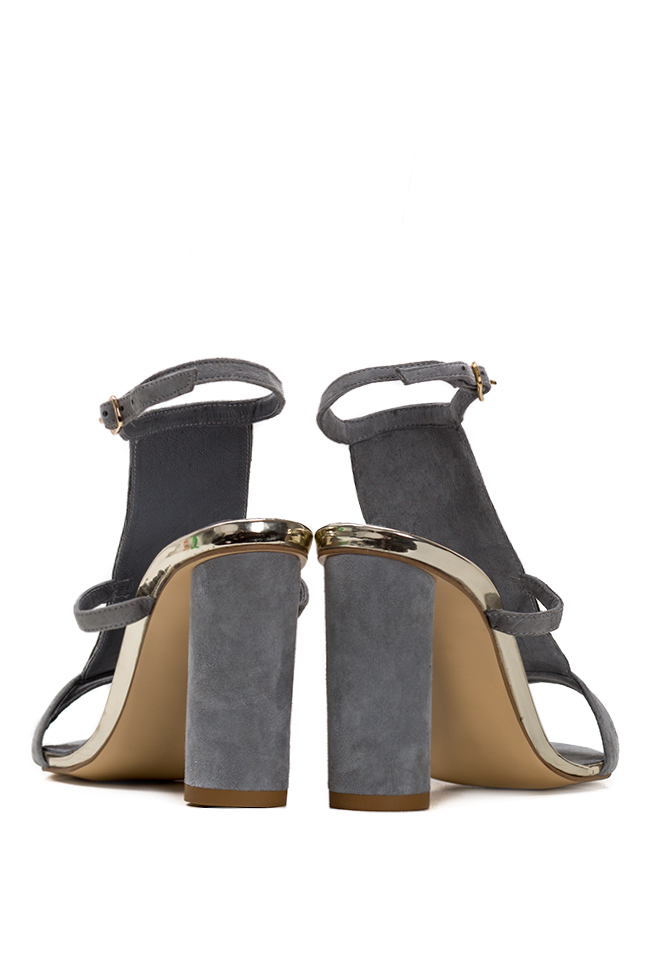 Sandale din piele intoarsa cu insertii metalice Ana Kaloni imagine 2