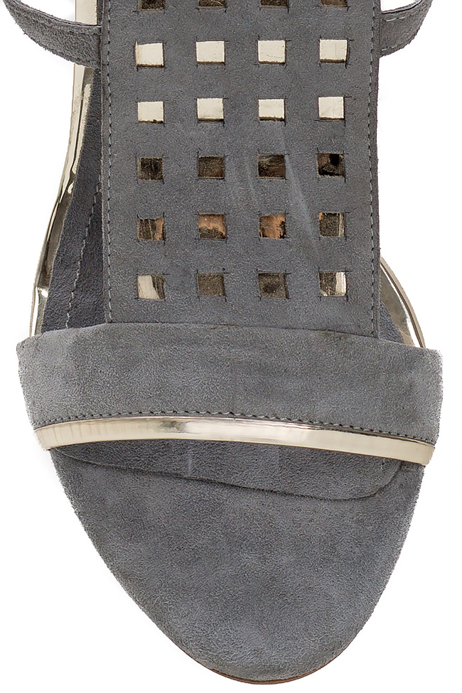 Sandale din piele intoarsa cu insertii metalice Ana Kaloni imagine 3
