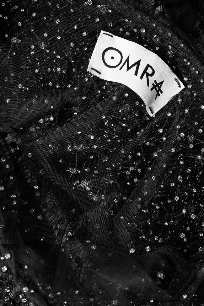 Rochie din plasa cu strasuri pe baza de tule brodate manual M36 Shine OMRA imagine 4