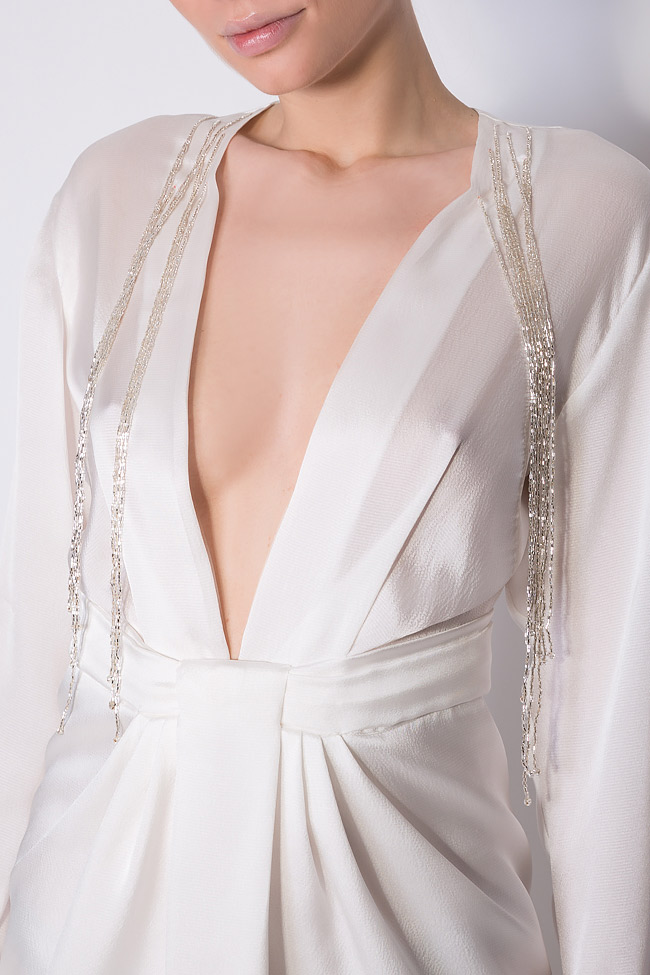 M30 embellished glass fringed silk-georgette dress OMRA image 3