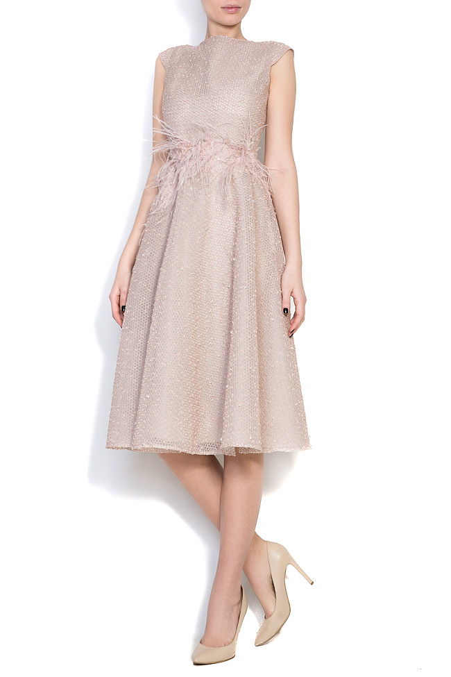 فستان من الحرير مع ريش  سيمونا سيمين image 0