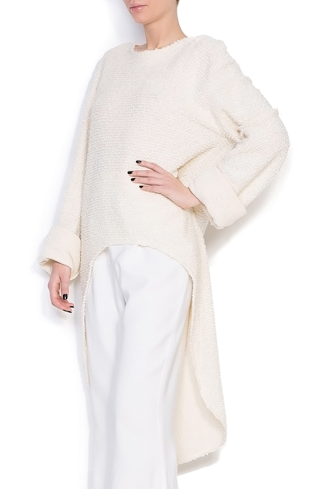 Penelope asymmetric metallic-thread cotton knitted sweater Dorin Negrau image 1
