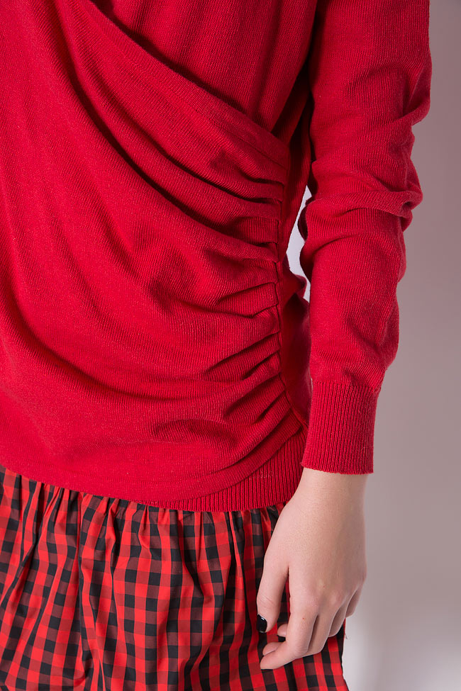 Bluza din amestec de bumbac cu rupturi decorative RED Dorin Negrau imagine 3