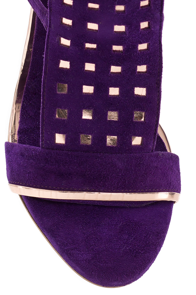 Sandale din piele intoarsa cu insertii metalice Ana Kaloni imagine 3