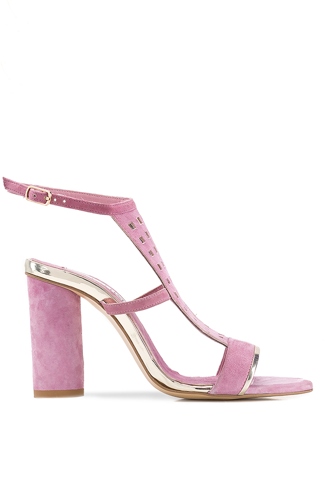 Metallic leather-trimmed suede sandals Ana Kaloni image 0
