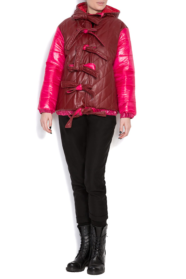 Jacheta matlasata din fas cu insertii din piele ecologica cu doua fete A03 imagine 0