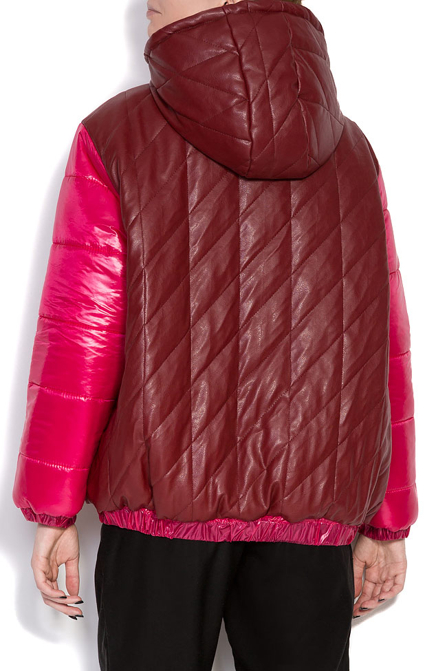 Jacheta matlasata din fas cu insertii din piele ecologica cu doua fete A03 imagine 2
