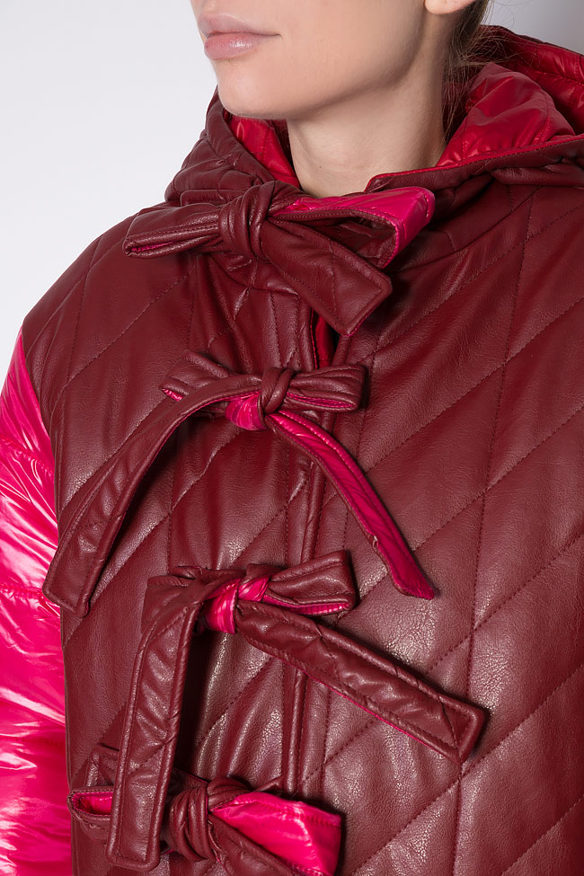Jacheta matlasata din fas cu insertii din piele ecologica cu doua fete A03 imagine 3