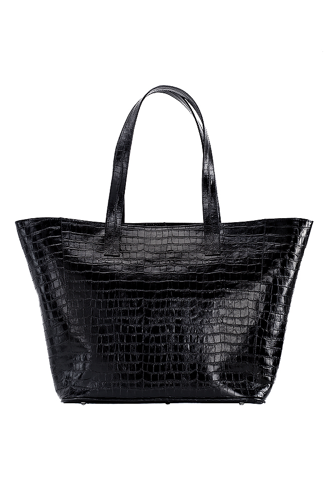 Croc-effect leather tote bag Laura Olaru image 0