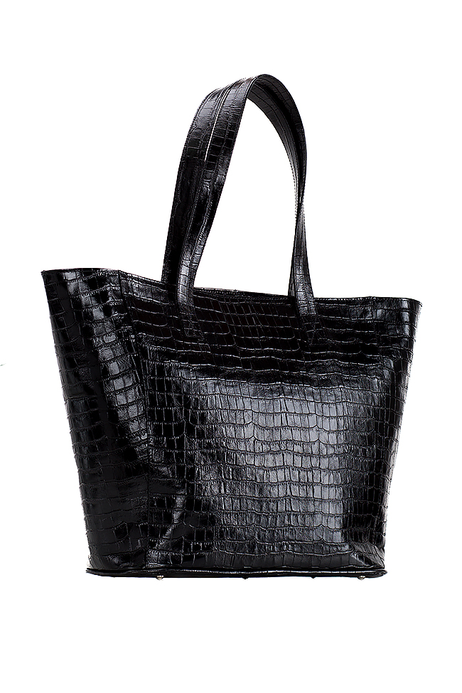 Croc-effect leather tote bag Laura Olaru image 1