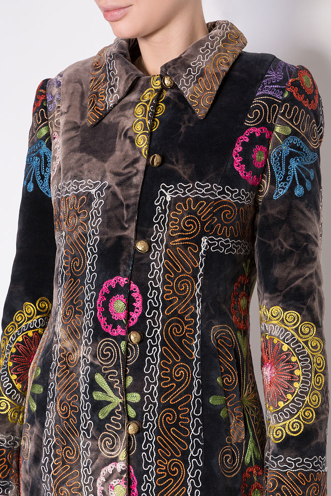 Palton din catifea de bumbac brodat manual Grigori Ciliani imagine 3