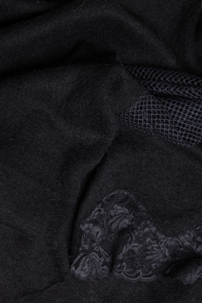 Bluza din tricot cu insertii din plasa si dantela Penelope Dorin Negrau imagine 4