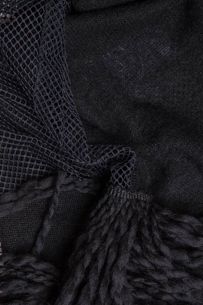Mesh-paneled fringed crochet-knit top Dorin Negrau image 4