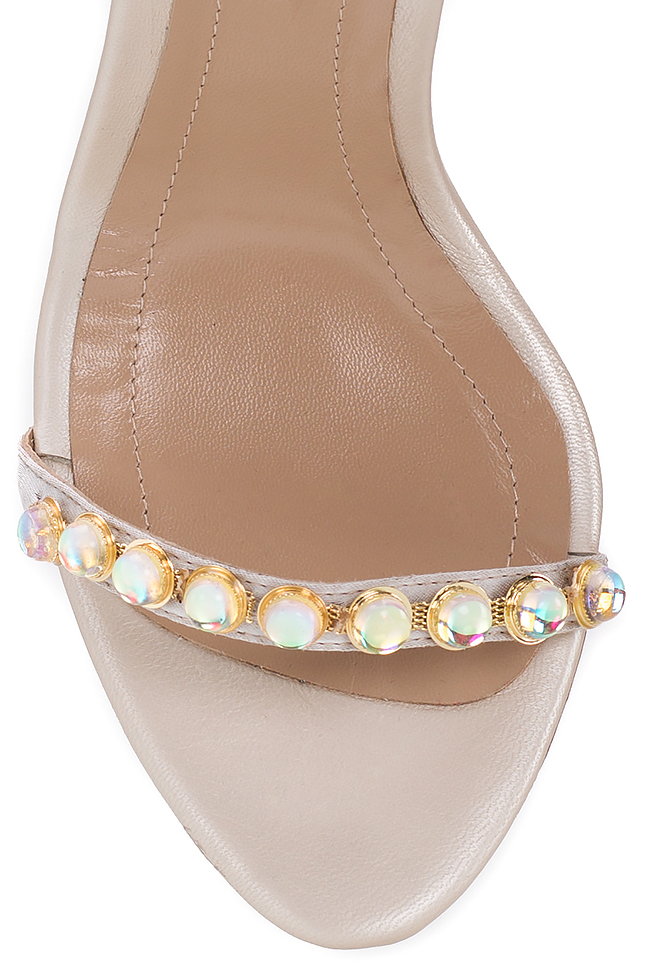 Sandale din piele accesorizate cu perle Hannami imagine 3