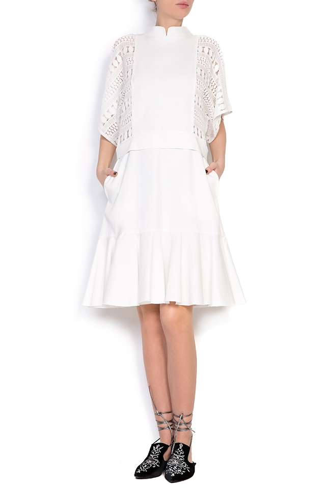 Lace-paneled cotton mini dress Bluzat image 0