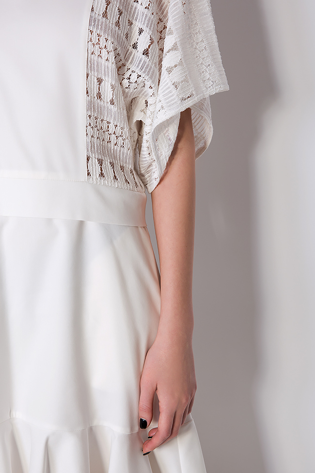 Lace-paneled cotton mini dress Bluzat image 3