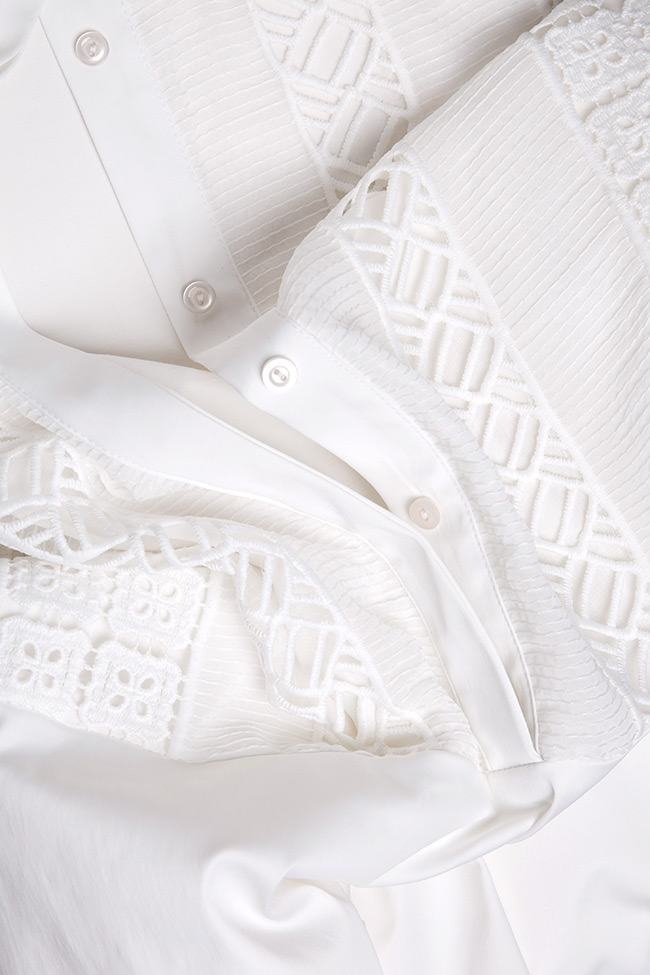 Robe en coton, avec des insertions de dentelle guipure Bluzat image 4