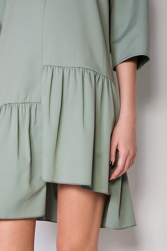 Asymmetric ruffled cotton mini dress Bluzat image 3
