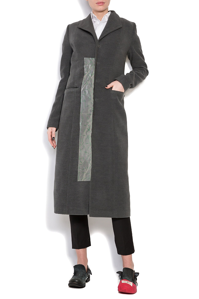 Palton din lana cu insertii din fas Reprobable imagine 0