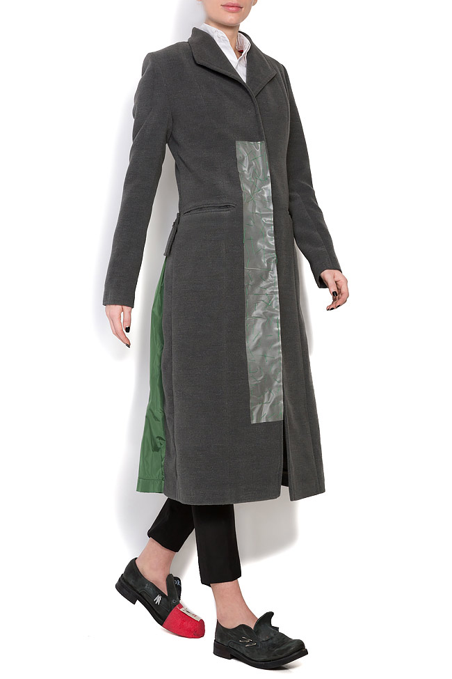 Palton din lana cu insertii din fas Reprobable imagine 1