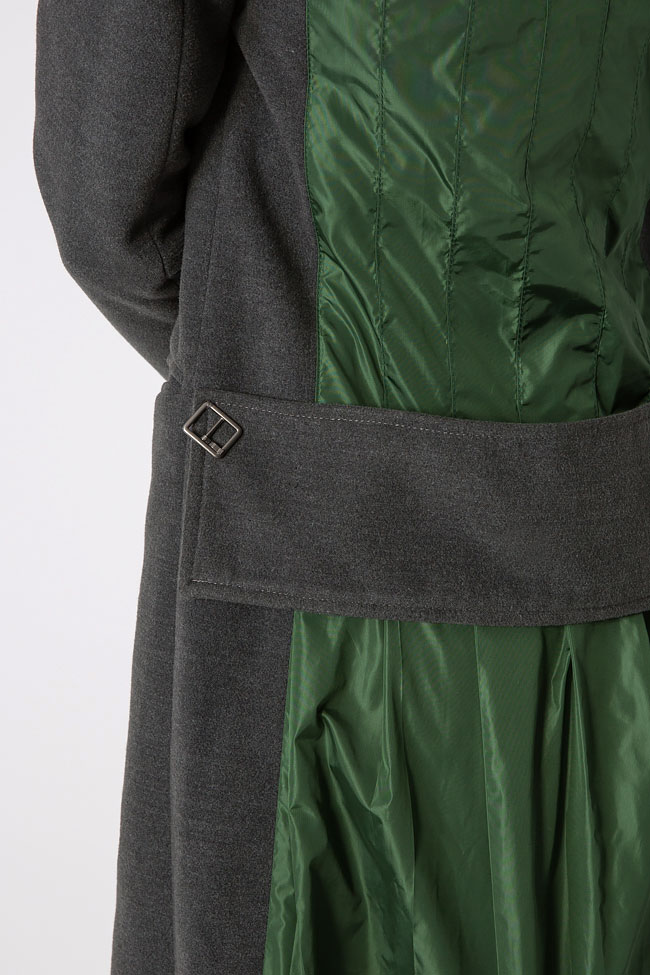 Palton din lana cu insertii din fas Reprobable imagine 3